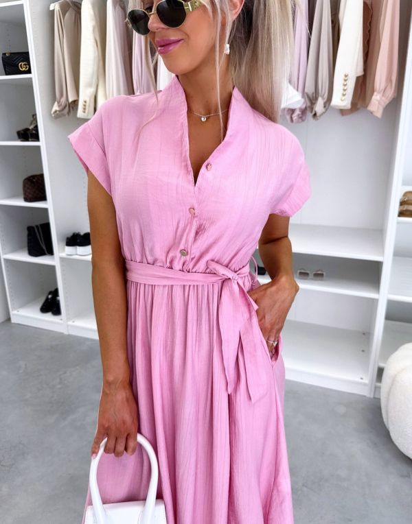 Pink Tie-front Dress