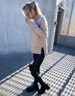 Taupė Soft Sweater With Slit