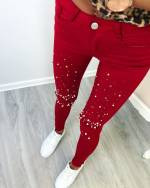 Pilka Stretch Jeans With Pearls