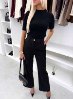 Ciemnoczerwony Spodnie Garniturowe O Prostym Kroju