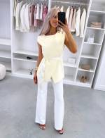 Balta Liemenė-švarkas Su Surišamu Priekiu