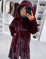 Pruun Kapuutsiga Luksuslik Talvemantel