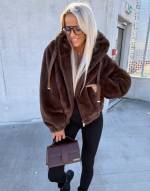 Brūns Mīksta Jaka Ar Rāvējslēdzēju