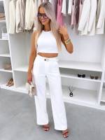 Balta Kelnės Su Diržu