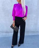 Purple Long-sleeve Blouse