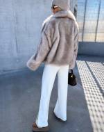 Taupė Luxurious Short Fur Coat