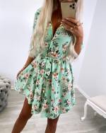 White Floral Belted Dress