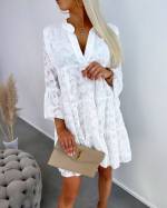 Valkoinen Langev Mustriline Kleit