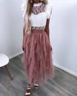 Pink Lace Tulle Skirt