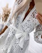 White Lace Dress With Buttons