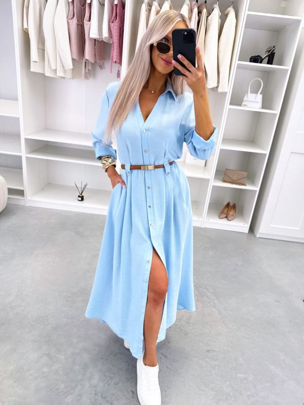 Blue Belted Dress