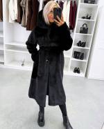 Pruun Kapuutsiga Luksuslik Talvemantel