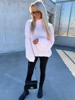 Sārts Oversize Adījums Ar Augstu Apkakli