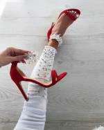 Beige Pointed Stiletto Embellished Sandals