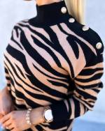Black Zebra Pattern Sweater Dress