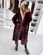 Pruun Kapuutsiga Luksuslik Talvemantel