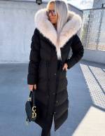 Czarny Zimowa Parka Z Regulowanym Pasem