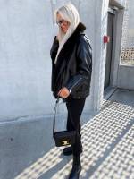 Bēša Oversize Mākslīgās Kažokādas Jaka Ar Siltu Oderi