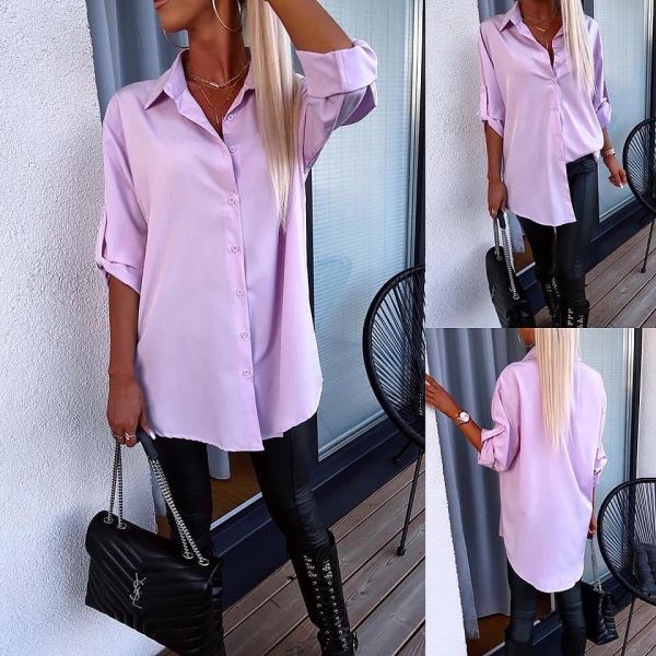 Фиолетовый Удлиненная блузка оверсайз