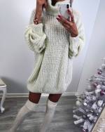 Brown Knitted Collar Oversized Dress