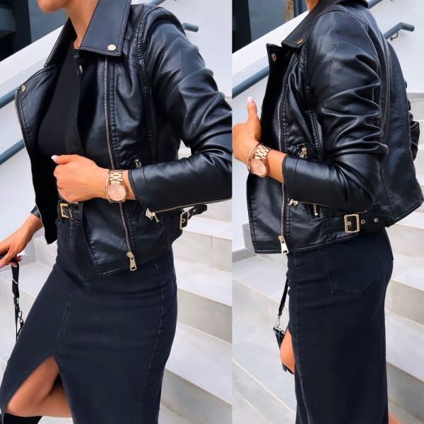 Black Soft Faux Leather Jacket