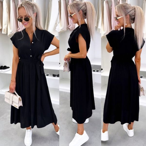 Black Tie-front Dress