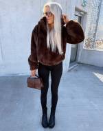 Brūns Mīksta Jaka Ar Rāvējslēdzēju