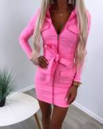 Pink Stretch Denim Dress