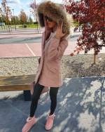 Pink Winter Parka With Real Fur And Waterproof Outer Layer