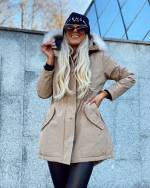 Beige Winter Parka With Waterproof Outer Layer