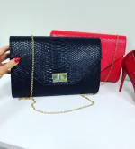 Red Clutch Bag With Golden Chain