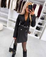 Tumepunane Vööga Pintsakkleit