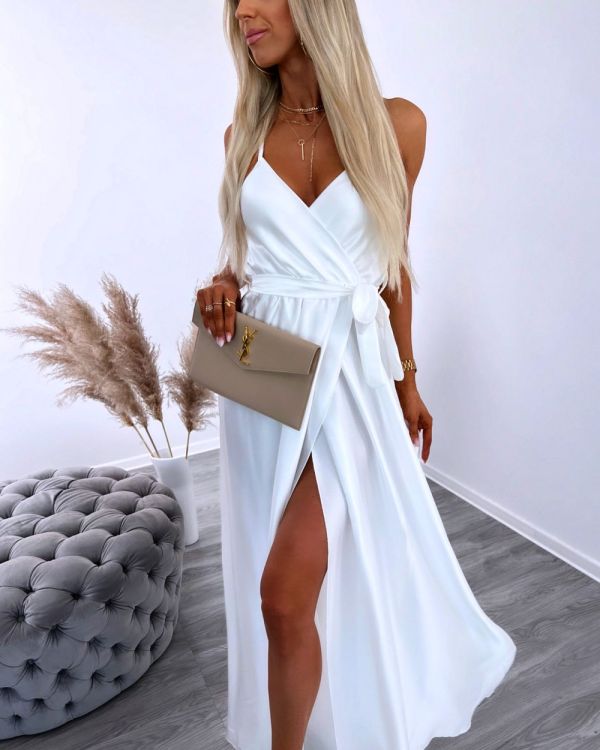 White Maxi Dress With Slit