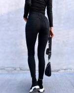 Black Zippered Stretch Jeans