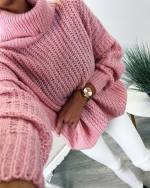 Pink Knitted Collar Oversized Dress