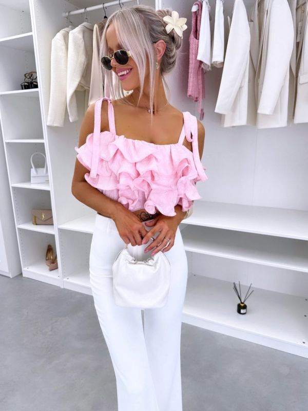 Pink Ruffle Crop Top