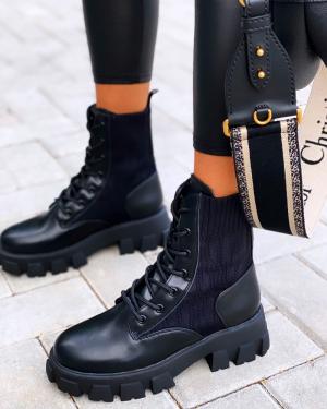 Black Thick Sole Ankle Boots