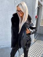 Bēša Oversize Mākslīgās Kažokādas Jaka Ar Siltu Oderi