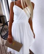 White Chiffon Dress With Shoulder Straps