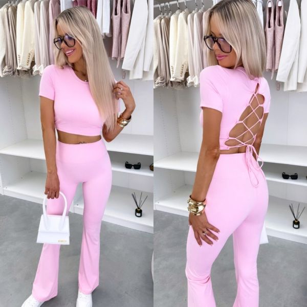 Roosa Kaheosaline Veniv Ja Trimmiv Komplekt