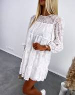 White Flowy Dress With Sleeves