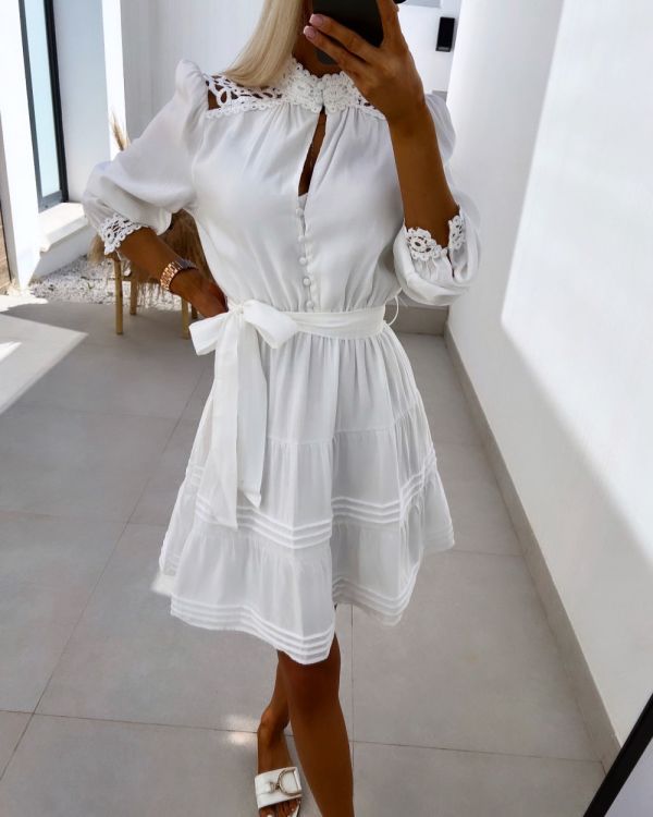 White Dress With Belt