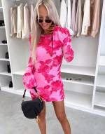 Fuksja Wzorzysta Sukienka Bodycon