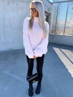 Sārts Oversize Adījums Ar Augstu Apkakli