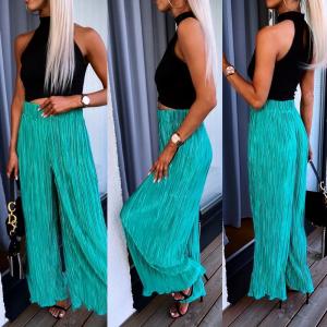 Green Pleated Slip Trousers