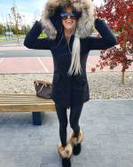 Grey Winter Parka With Real Fur And Waterproof Outer Layer