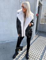 Bēša Oversize Mākslīgās Kažokādas Jaka Ar Siltu Oderi