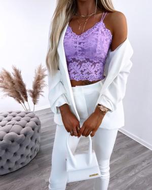 Purple Stretchy Lace Crop Top