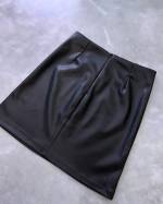 Black Leather A-line Skirt