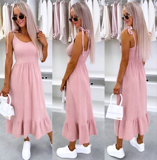 Light Pink Flowy Dress With Shoulder Straps
